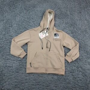 Kaptan Hoodie Sweatshirt Boys 16 Tan Zip Up Peace Graphic Fleece Casual NWT